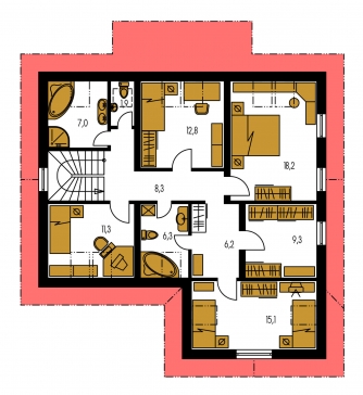Mirror image | Floor plan of second floor - PREMIUM 215